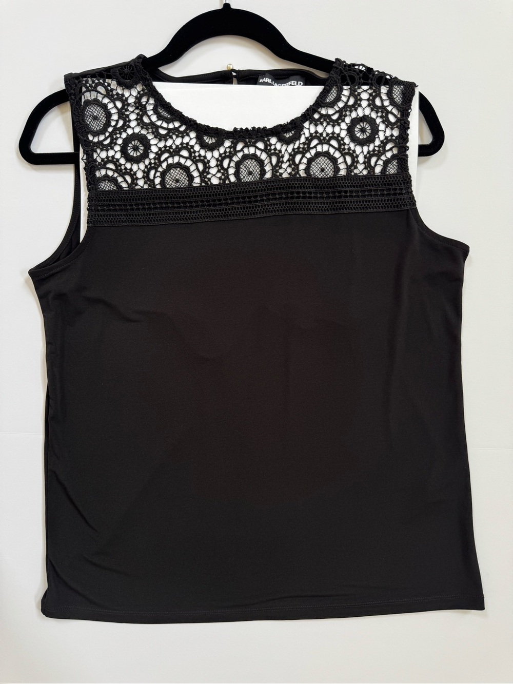 NWT Karl Lagerfeld Sleeveless Women's Black with Lace Yoke Sz Small